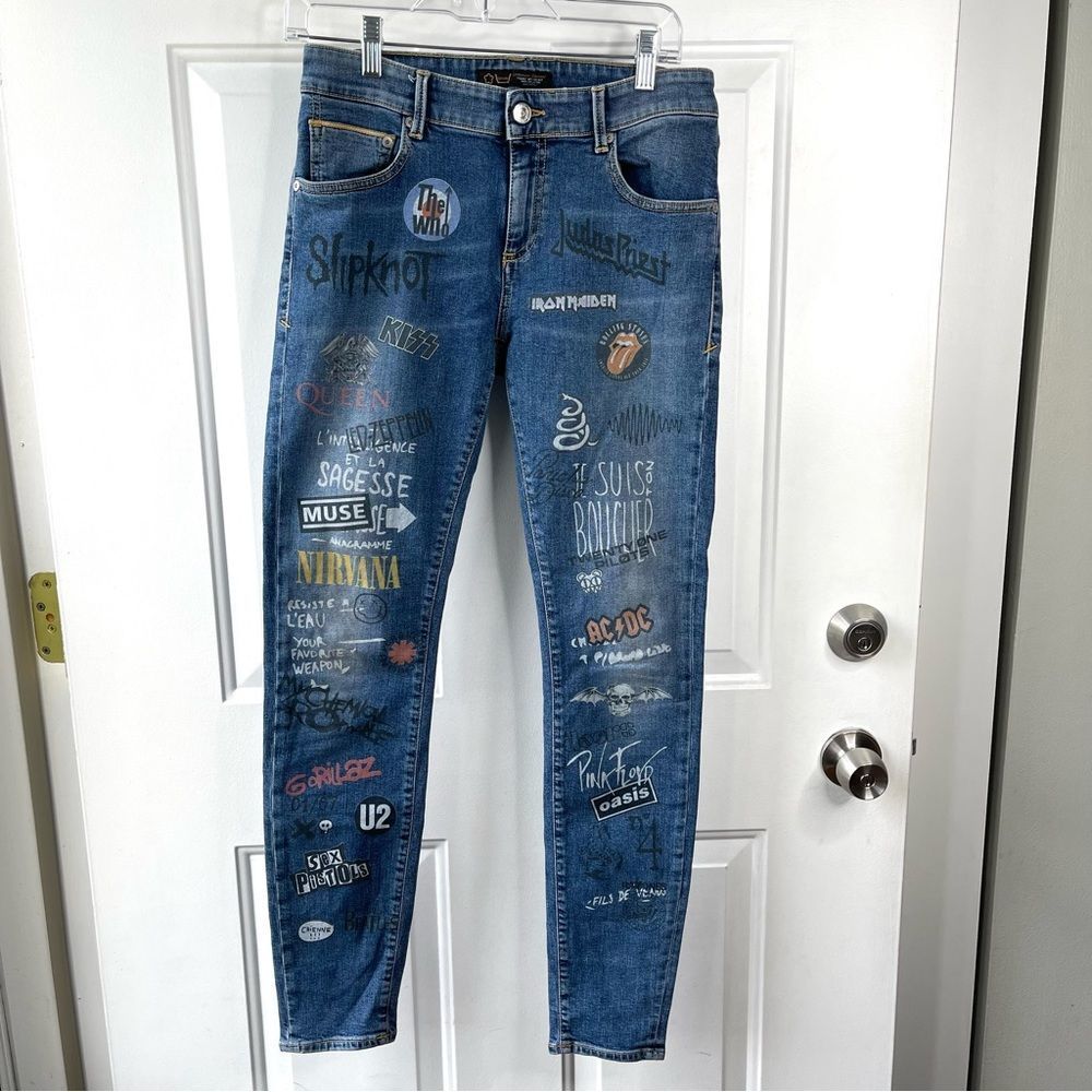 Care Label Rock Punk Bands Skinny Halloween Jeans Size 27